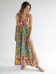 Attractive Bohemian Rayon Printed Maxi <b>Dress</b> <b>Long</b> Sleeves V- Neck Holiday Casual Midi Length <b>Dress</b> for Women - Product Image 2