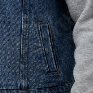 Chaqueta Vaquera Azul Oscuro Clásica Personalizada de Sarga para Hombre, Estilo Camionero, Cierre de Botones, Ropa de Calle de Moda - Product Image 5