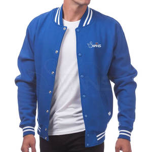 Venta al por mayor de talla grande de los hombres de invierno Letterman chaqueta de cuello alto con lana de lona de tela ligera nueva condición para uso al aire libre - Product Image 4