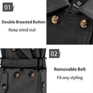 Manteau long classique à double boutonnage entièrement personnalisé pour femmes et filles, design de manteau long, automne hiver, manteaux longs en laine - Product Image 2