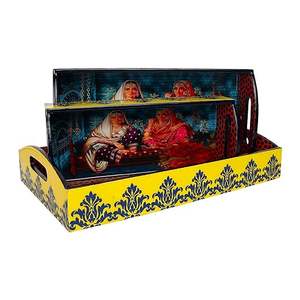 Ensemble de plateaux décoratifs en bois gravés à la main, personnalisés, imprimés Meena, tendance, articles de cuisine, plateaux de service, 100% écologiques - Product Image 6