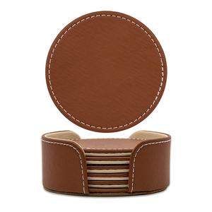 Posavasos de cuero de la mejor calidad al mejor precio a la venta, posavasos y soporte para bebidas de cuero de tamaño personalizado y forma redonda para el hogar - Product Image 5