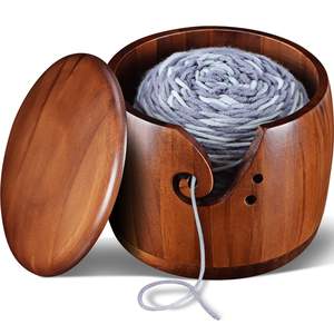 Bonito cuenco de hilo de madera para ganchillo, cuenco para tejer de gran tamaño, 7 "x 4" pulgadas, uso hecho a mano y producto de venta, estilo japonés - Product Image 5