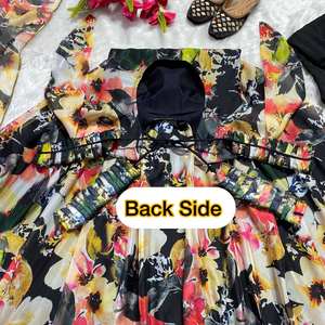 Matériel d'organza Anarkali Tabhi de concepteur de couleur noire fantaisie avec impression numérique femmes indiennes Pishwas avec Dupatta - Product Image 6