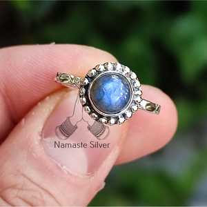 Handmade Sterling Silver Labradorite Ring with Turquoise <b>Unique</b> Natural Gemstone Jewelry <b>Gift</b> <b>for</b> <b>Her</b> - Product Image 3