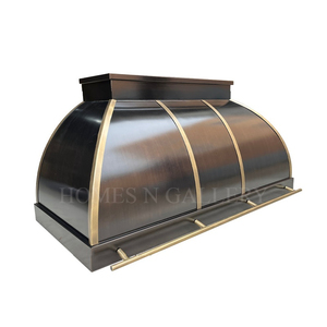 Campana Extractora de Cocina Estilo Rústico con Remaches de Latón Montados en la Pared, Acabado Antiguo Personalizado, Estilo Clásico - Product Image 2