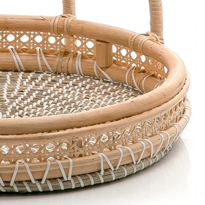 Haute bonne qualité bambou rotin plateaux ensemble table de service plateaux décoratifs maison vente en gros bon prix décorations pour la maison - Product Image 2