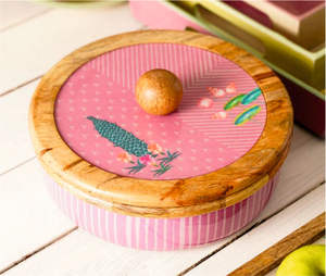 กล่องใส่ของที่ทำจากไม้ทรงกลมพร้อมฝาพิมพ์สำหรับงานปาร์ตี้ - Product Image 1