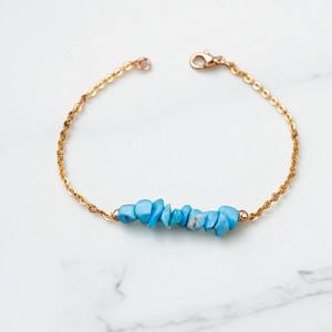 Bracelet de perles de pierres précieuses turquoise bleu ciel 925 puces d'argent-Bracelet de perles réglables-Bracelet fait main en or vermeil - Product Image 1