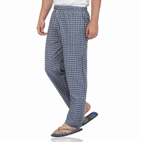 Pantalon de pyjama décontracté pour homme en toile tissée, coupe droite, à carreaux, élastique, pour dormir et se promener