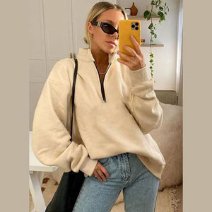 Sudadera con Capucha para Mujer, Estilo Urbano, con Logotipo Personalizado, Ecológica, Transpirable, de Algodón y Felpa, con Cierre de Cremallera de un Cuarto - Product Image 3
