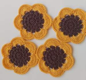 Grande qualité à prix raisonnable sous-verre en macramé en coton boho avec motif de cercle tissé et couleur jaune et marron - Product Image 3