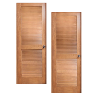Porte extérieure verticale en pin massif non finie avec persiennes fixes Panneau en bois durable et écologique pour la ventilation et le style - Product Image 3