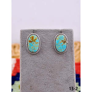 Hecho a Mano en el Suroeste # 8 Pendientes de Plata de Ley y Turquesa, Joyería Cultural Coleccionable - Product Image 1