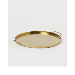 Plateau de service en acier inoxydable fait main de haute qualité avec poignées dorées Article à la vente - Product Image 5