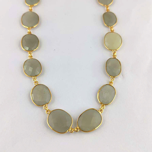 Forma libre tamaño gris piedra lunar piedra preciosa bisel conector cadena forma desigual latón joyería hallazgos chapados con artesanía metálica - Product Image 3