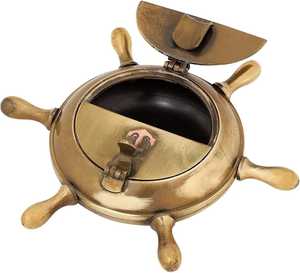 Couvercle de cendrier artisanal en métal fait à la main de conception de roue de navire nautique antique pour l'intérieur et l'extérieur de fumer Durable pour une utilisation décorative - Product Image 5