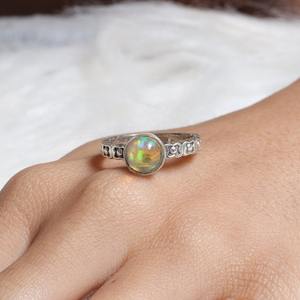 925 Sterling Silver <b>Opal</b> Gemstone Handmade Boho Style <b>Ring</b> Jewelry for Women Wedding & Party Gift - Product Image 3