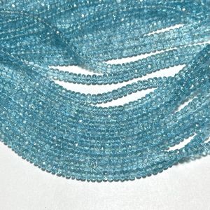 Perles de rondelle à facettes en apatite bleu ciel de qualité AAA perles de pierres précieuses en gros pour la fabrication de bijoux - Product Image 3