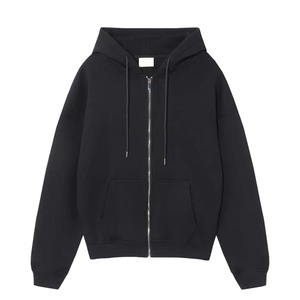 High Quality Black Full Zipper <b>Hoodie</b> for <b>Men</b> Warm Fleece <b>Lined</b> Sweatshirt Jacket Customizable Logo Fashion Streetwear - Product Image 3