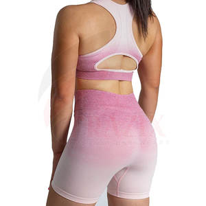 Sujetador deportivo ligero para mujer y pantalones cortos de yoga con patrón sólido Conjunto de ropa de gimnasio Logotipo personalizado Ropa de fitness - Product Image 3
