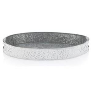 Elegante bandeja de servicio de metal galvanizado de diseño rústico, ideal para decorar cocinas de granja modernas o servir a los invitados - Product Image 1
