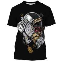 T-shirt décontracté pour homme à manches courtes, imprimé numérique, tricoté, style hip-hop tendance, respirant, écologique, de haute qualité