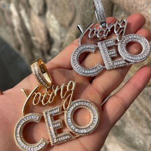 Luxury Baguette Young CEO Pendant Iced Out Moissanite <b>Necklace</b> <b>Custom</b> <b>Name</b> Hip Hop Pendant For Men - Product Image 1