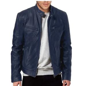 Chaqueta de cuero PU para motocicleta de otoño 2024 para hombre, abrigo de lona resistente al viento con cuello levantado y cremallera para invierno - Product Image 5