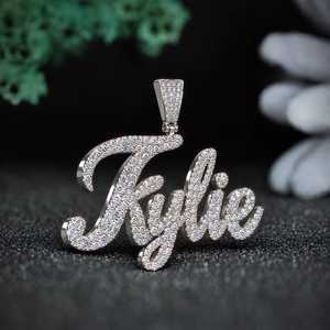 Colgante de Letra Personalizada en Plata 925 con Baño de Rodio, Moissanita, Estilo Hip Hop, Nuevo Colgante con Inicial, Colgante con Letra del Alfabeto - Product Image 6