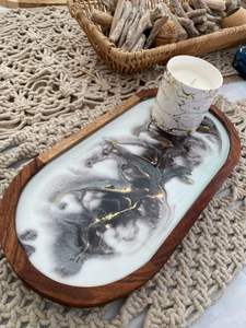 ถาดไม้อีพ็อกซี่เรซิ่นทรงสี่เหลี่ยมสำหรับผู้ชายถาดตกแต่งอย่างยอดเยี่ยมสำหรับเสิร์ฟอาหารในห้องครัวร้านอาหารใช้ในบ้าน - Product Image 5