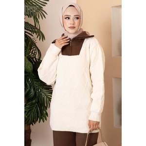 Truck Collar Cremallera Detallada Prendas De Punto 2 Piezas Set Crudo-Marrón - Product Image 2