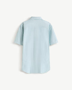 Camisa Elegante de Manga Corta a Rayas para Hombre, Estilo Casual Ajustado, Tejida, 100% Algodón, Transpirable, Otoño, por Routine Vietnam - Product Image 2