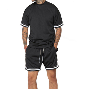 Venta al por mayor 100% algodón tie Dye ropa activa conjuntos de hombres cuello redondo Camiseta casual hip hop 250GSM French Terry Trainer shorts conjunto - Product Image 6