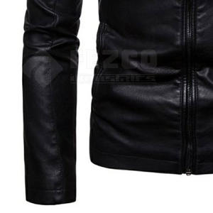 Veste d'hiver en cuir de vache style motard pour homme avec col montant et logo frontal Imperméable et respirante pour un usage quotidien - Product Image 6
