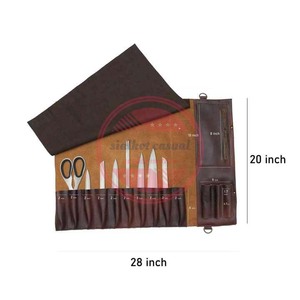 Sac à couteaux en cuir imperméable Pochette à outils de cuisine portable Étui durable - Product Image 2