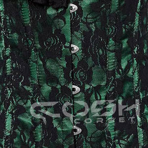 Corset en satin vert avec superposition en dentelle, bustier pour femmes - Product Image 5