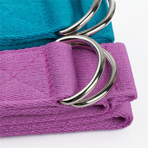 Venta al por mayor de algodón puro Yoga Correa Cinturón Ajustable Gimnasio Fitness Llevar con hebilla de anillo en D para el ejercicio - Product Image 6