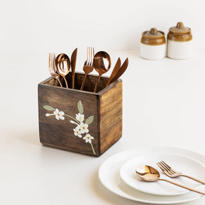 Premium Wooden Cutlery Holder for Dining <b>Table</b> Modern Style <b>Spoon</b> Knife and Fork Stand Organizer for Kitchen <b>spoon</b> stand - Product Image 4