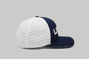 Sombreros de camionero de EE. UU. con logotipo bordado en 3D con agujero cortado con láser Cierre ajustable Gorras deportivas de tela de algodón de 6 paneles - Product Image 5