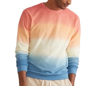 Tie-dye crewneck sudaderas coloridas teñidas hombres básicos algodón mezclado cuello redondo sudadera streetwear - Product Image 1