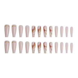 Vente en gros 24 pièces <span class=keywords><strong>Faux</strong></span> ongles en ABS Design marbré Ongles de doigt longs de ballerine à presser avec de la colle à ongles - Product Image 5