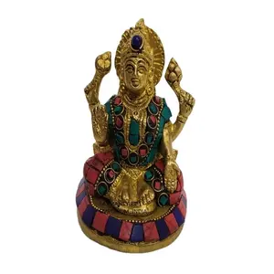 Popular decoración del hogar latón + piedra diosa Laxmi estatuas talladas/figuritas al por mayor de La India