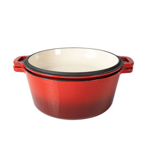 5QT-Juego de utensilios de cocina con tapa de sartén para parrilla, cazuela para estofado, estufa, inducción, hierro fundido esmaltado, doble Horno Holandés 2 en 1 - Product Image 3