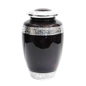 โกศสำหรับผู้ใหญ่ทำจากอะลูมิเนียมพร้อมสายรัดพิวเตอร์และสีน้ำตาลเข้มแบบคลาสสิก - Product Image 1