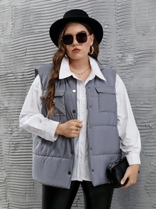 Chaleco acolchado de poliéster 100% para mujer, chaquetas informales con cremallera sin mangas, abrigo cálido de invierno - Product Image 3