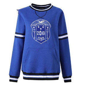 Zpb เสื้อสเวตเตอร์ผ้าฟลีซ100% สีฟ้าเสื้อสเวตเตอร์ผ้าคอตตอน Zeta phi Beta เสื้อสเวตเตอร์ปักลาย Finner - Product Image 3
