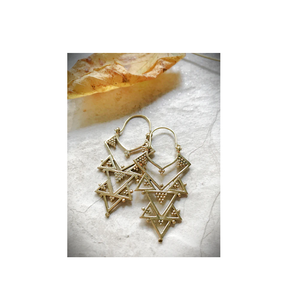 ต่างหูทองเหลืองรูปสามเหลี่ยมพร้อมการออกแบบเครื่องประดับสาวภาพของขวัญปาร์ตี้ต่างหูเครื่องประดับทองเหลืองอินเทรนด์ขายร้อน - Product Image 2