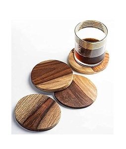 Sheesham Wooden Handcrafted Tea Coaster Set of 4 for Home Wood Round Coaster (<b>Brown</b>) Cute Coasters - Product Image 3