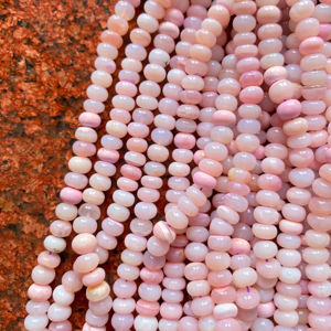 Perles de Rondelles de pierres précieuses d'opale rose 16 pouces fabrication de bijoux perles de pierres précieuses 8-10 MM perles de forage - Product Image 1